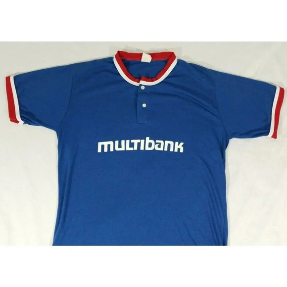Vintage "Multibank" Sponsor Baseball Ringer Jersey Shirt Don Alleson Athletic XL - Picture 2 of 4